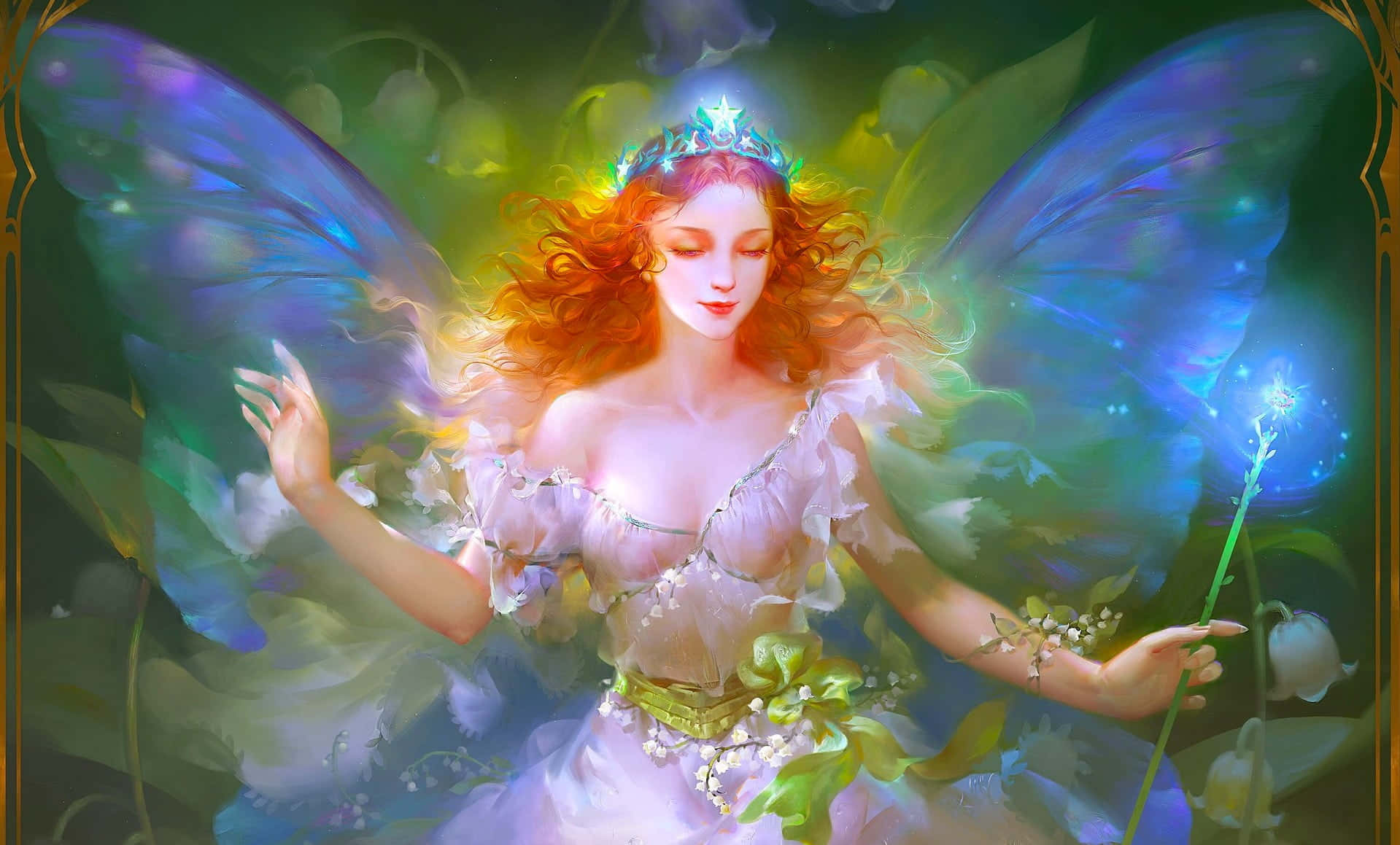 a fairy with wings and a flower in her hand