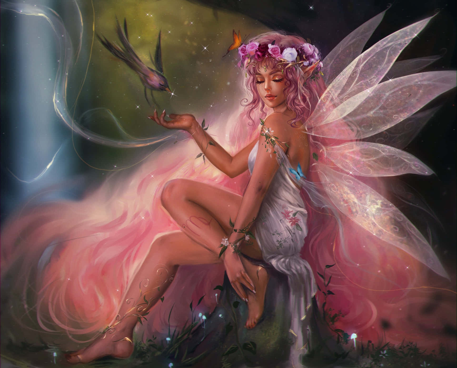 "A Fairy Surrounded by Magical Glitter"