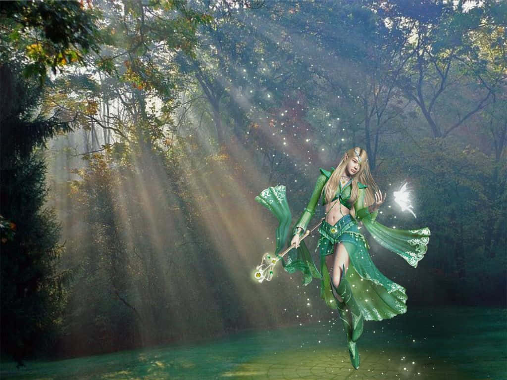 Green Fairy Forest Wallpaper