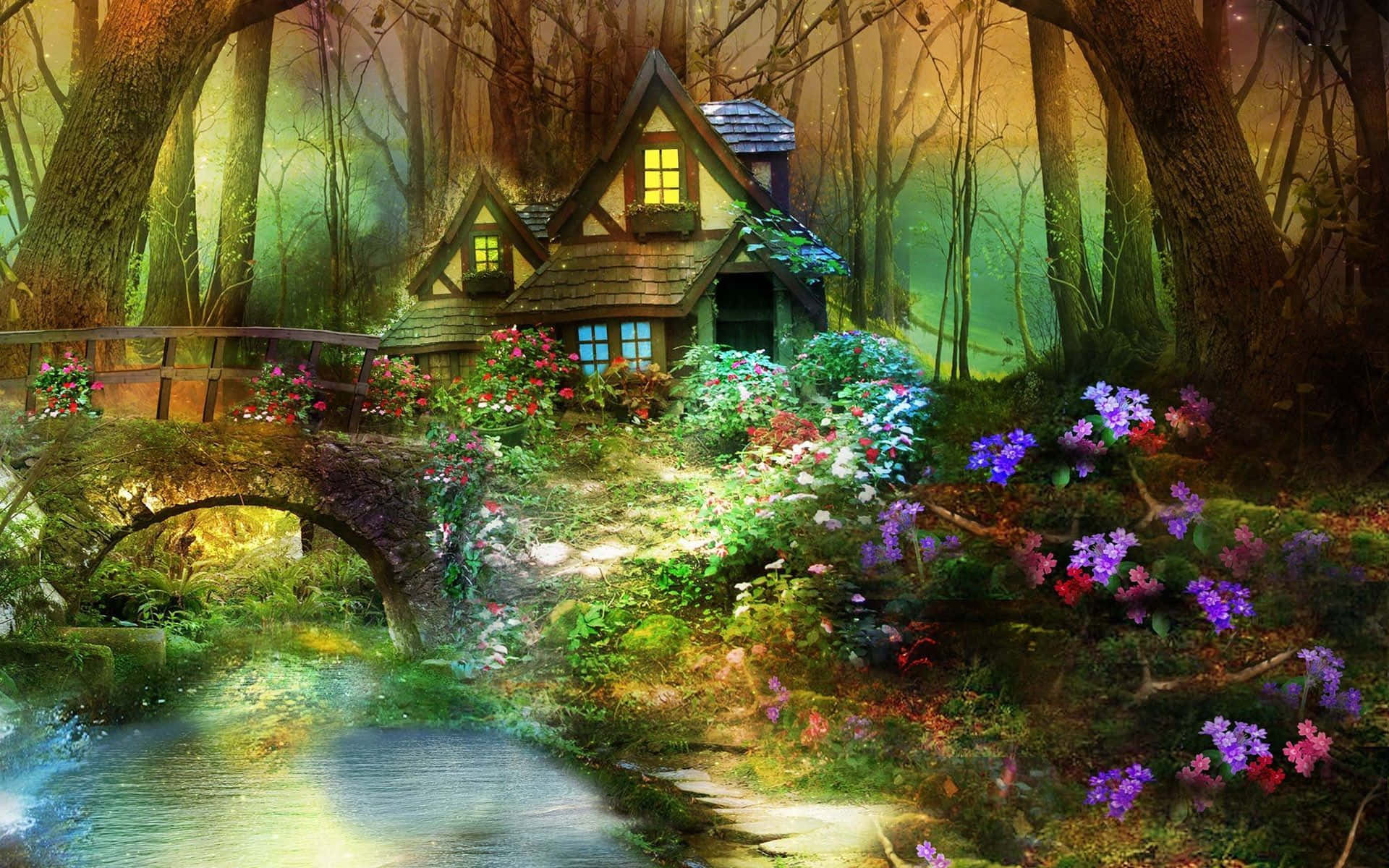 A Fairy House In The Forest Wallpaper