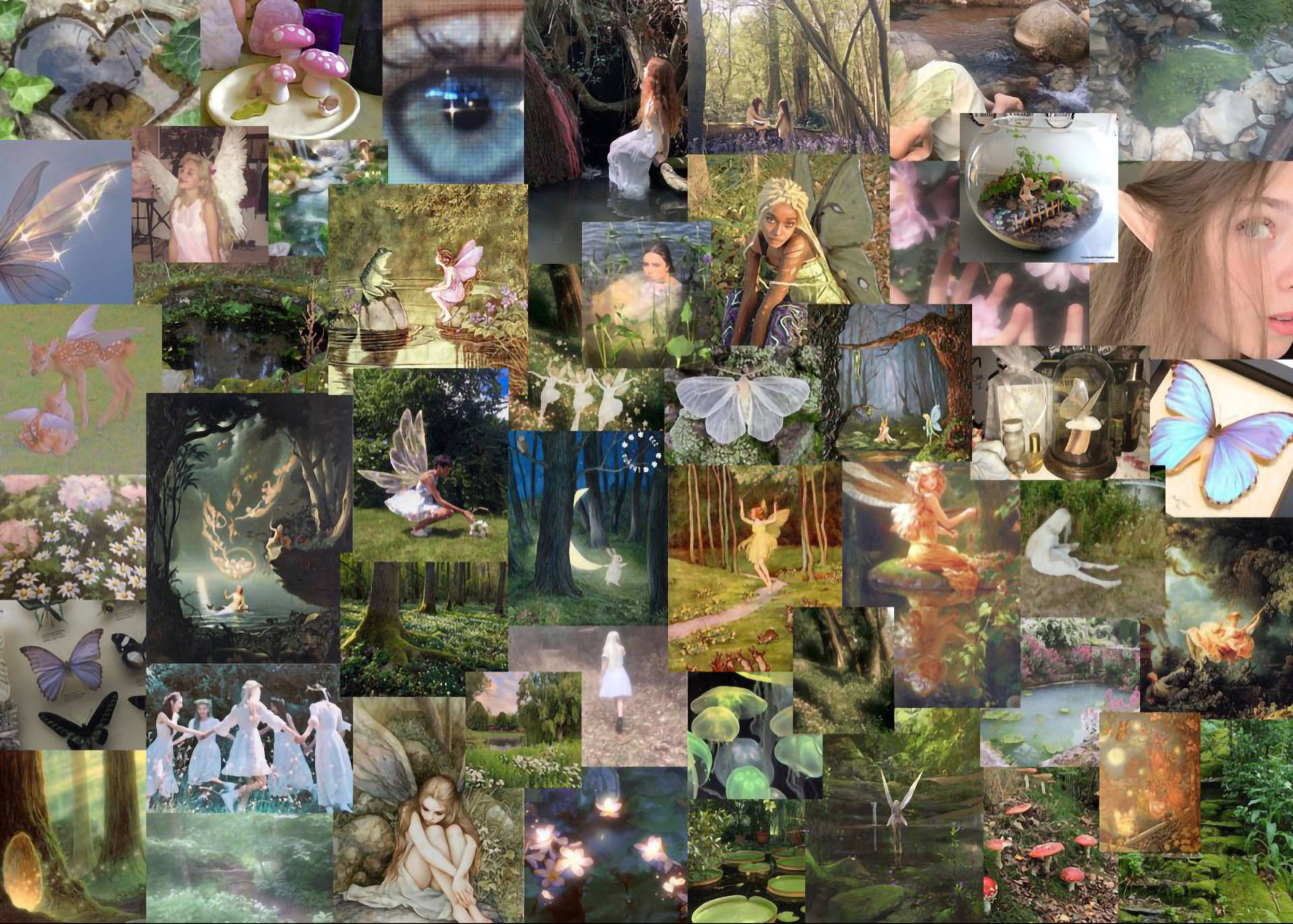 Fairy Grunge Aesthetic Green Collage Wallpaper