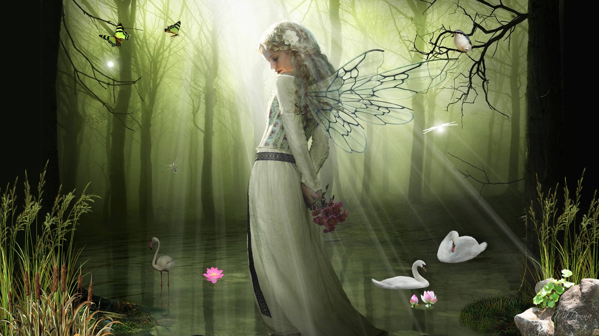 Fairy Grunge On The Pond Wallpaper