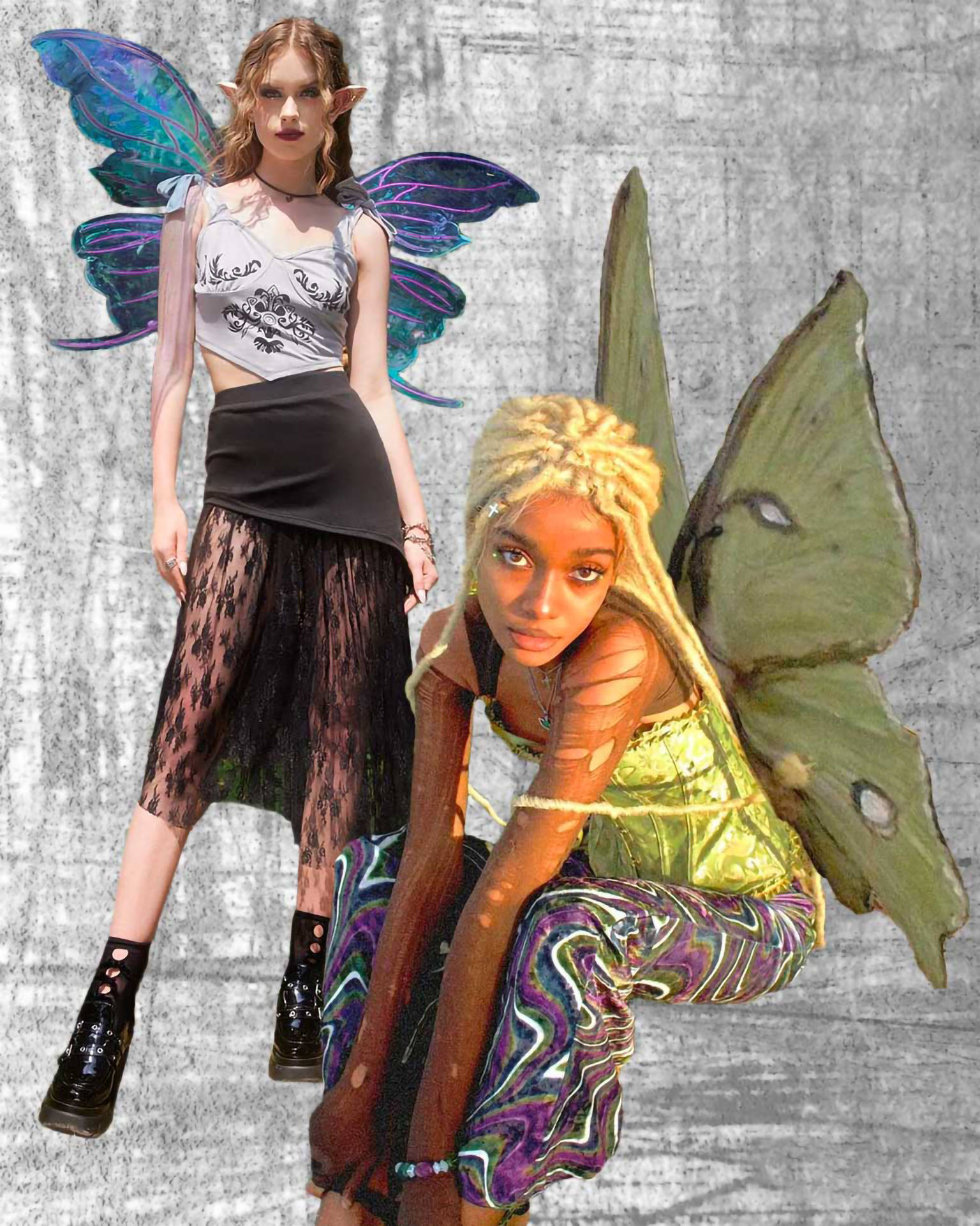 Fairy Grunge Two Aesthetic Girls Wallpaper