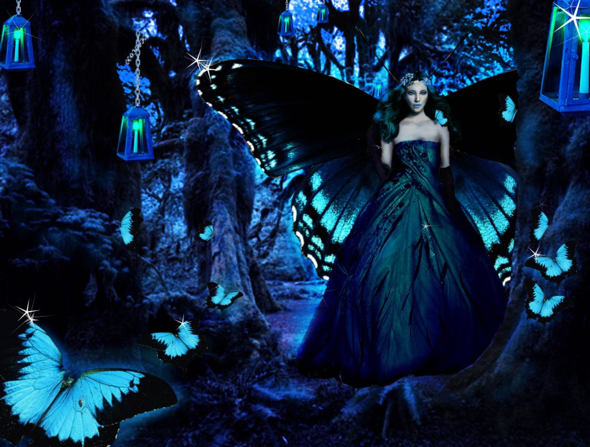 Fairy Night Butterfly Wallpaper