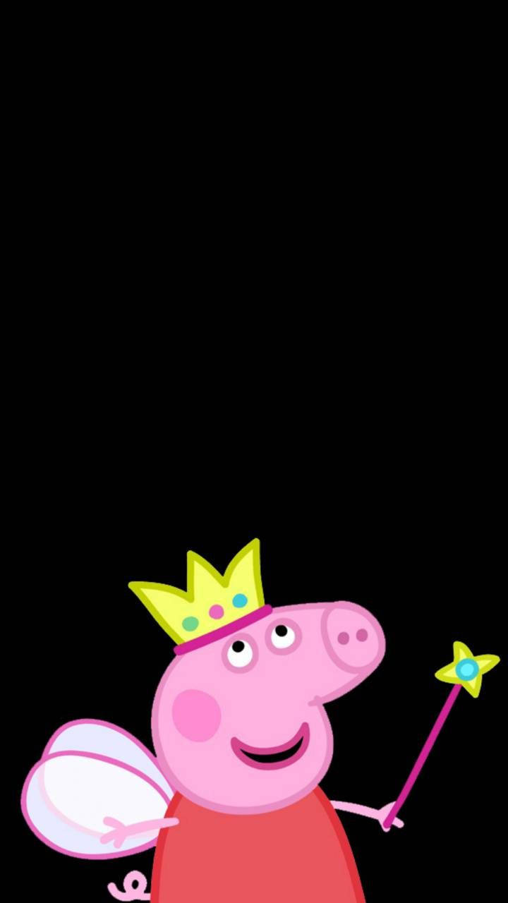 Peppa Pig in a fairy outfit black wallpaper.