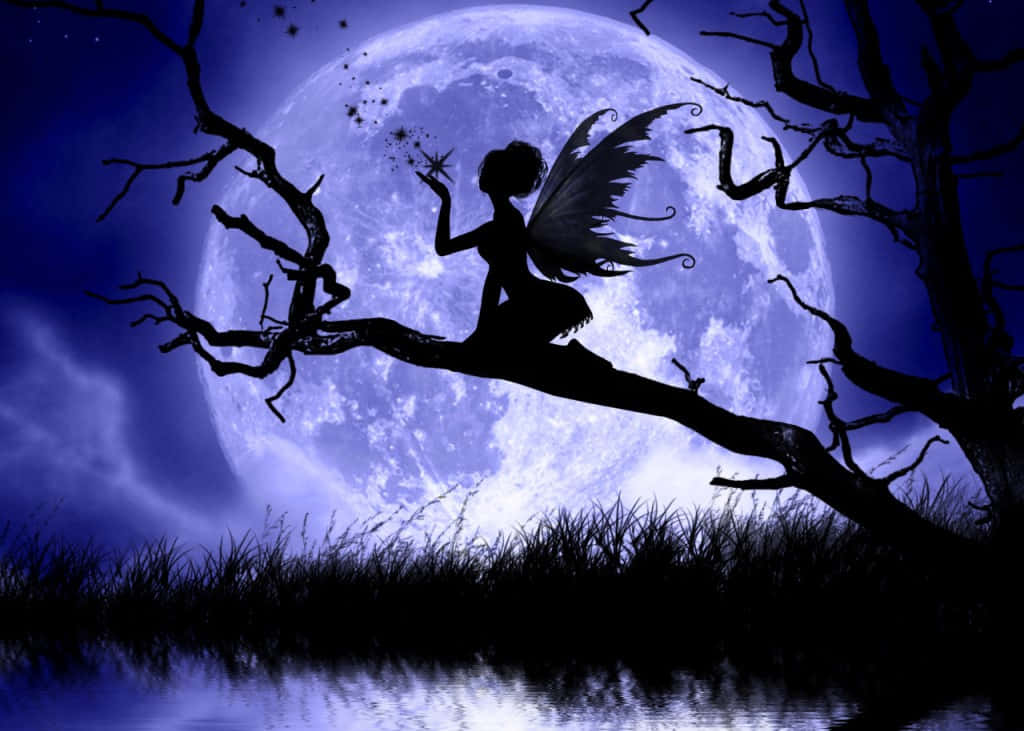 silhouettes holding the moon fairy