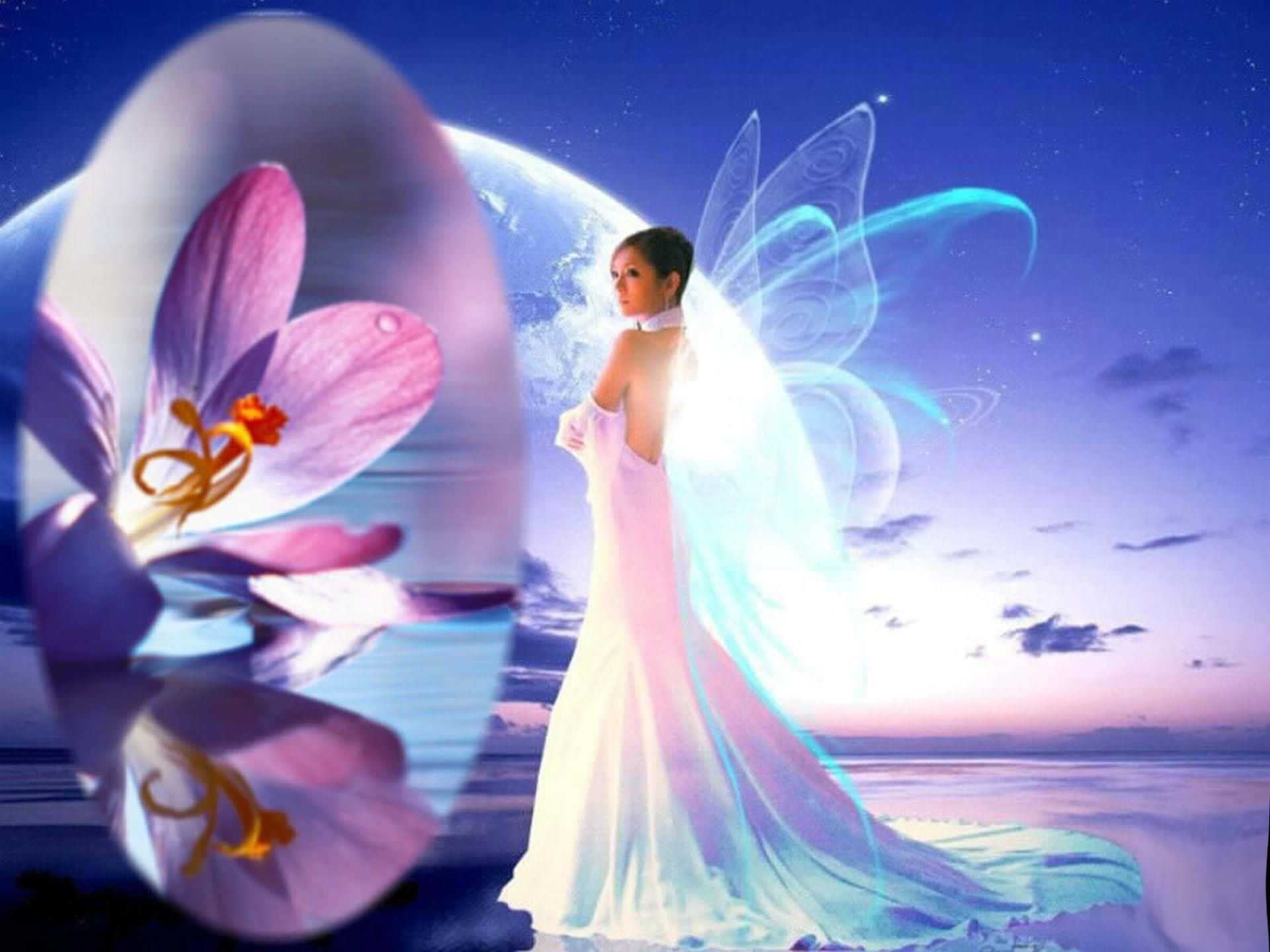 Image  Enchanting Fairy Sitting on a Four-Leaf Clover
