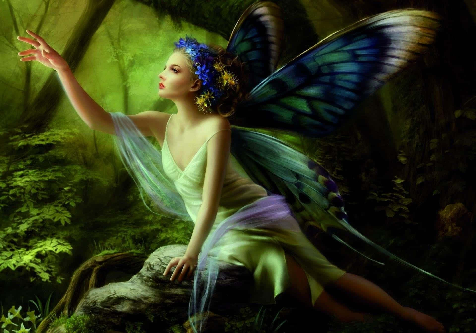 A Mystical Fairy in a Flowery Meadow