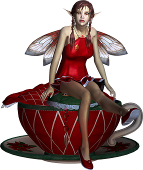 Fairy Sittingon Teacup PNG