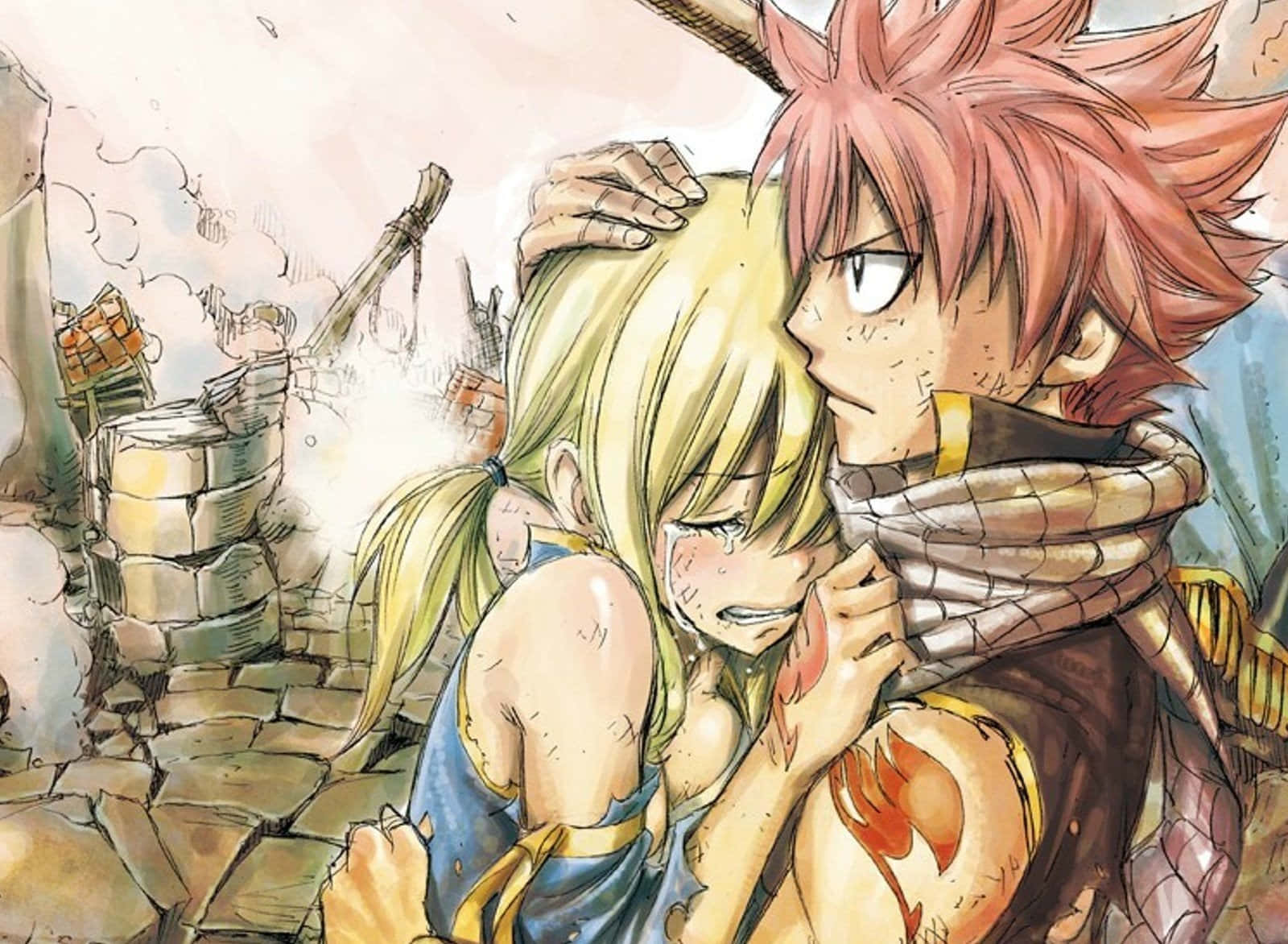 Fairy Tail Aesthetic Natsu Embracing Lucy Wallpaper