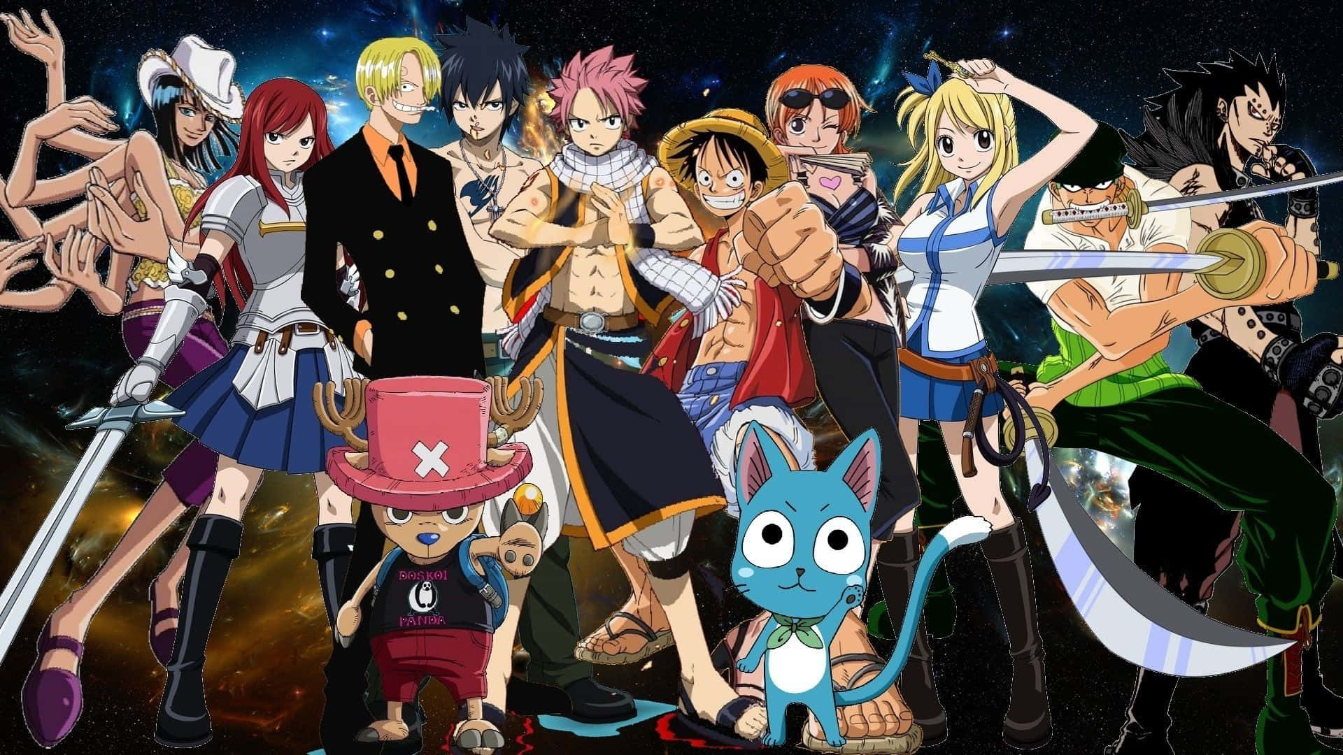 Crossoverestético De One Piece Y Fairy Tail. Fondo de pantalla