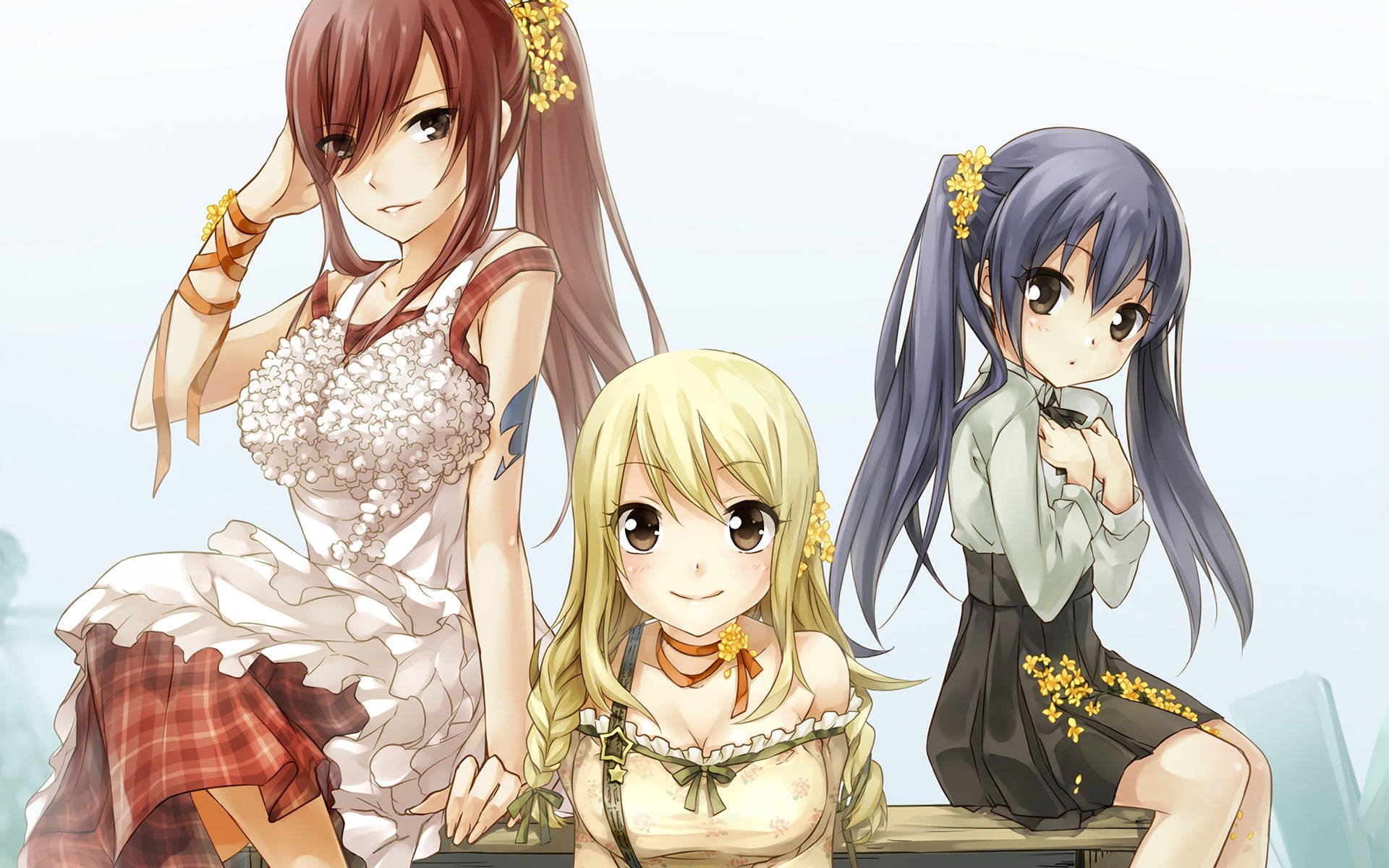 Fairy Tail Characters Lucy, Erza And Wendy Wallpaper