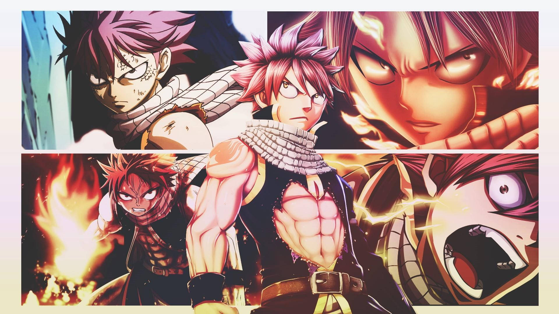 Fairy Tail Characters Natsu Photo Collage Wallpaper