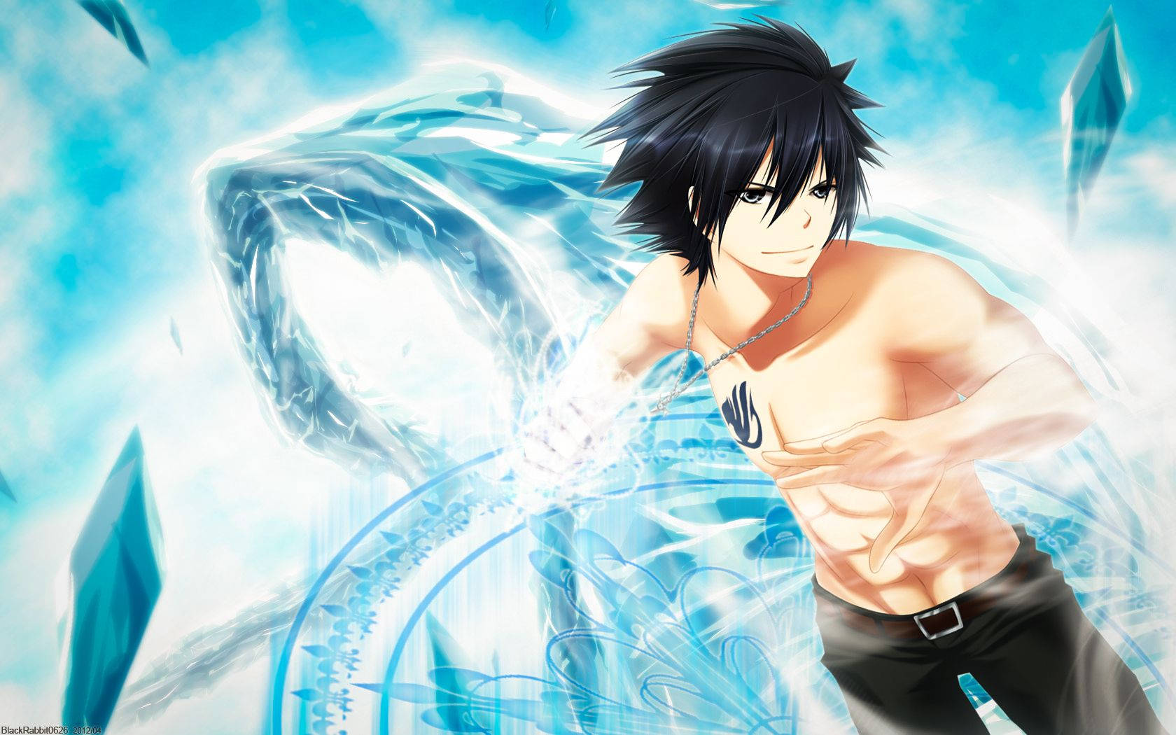 Gray Fullbuster ready to cast a spell in Fairy Tail Wallpaper