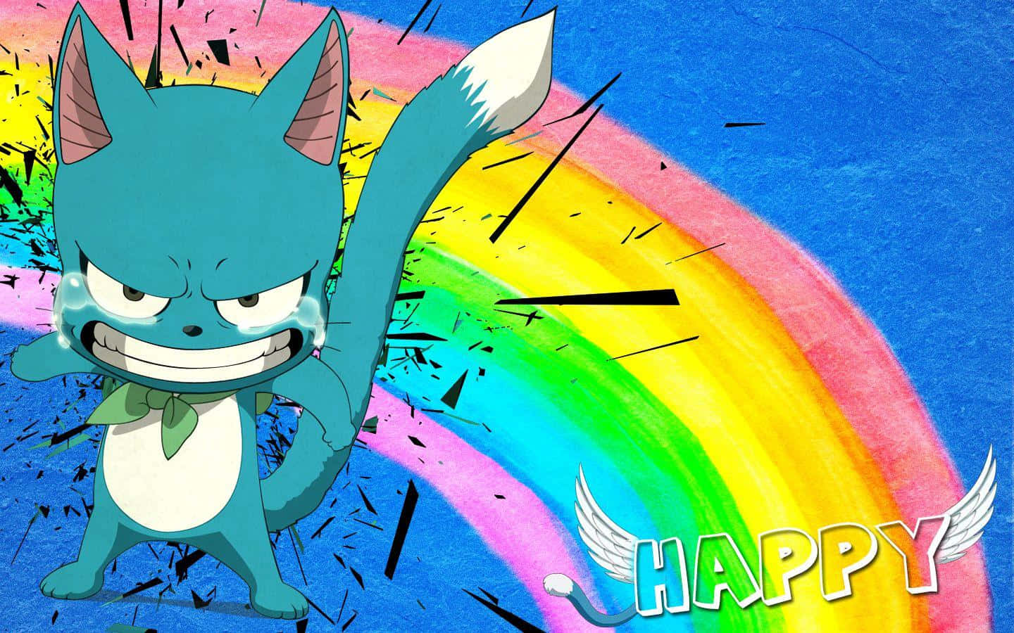 Happy, the flying blue cat, soaring over the Fairy Tail world Wallpaper