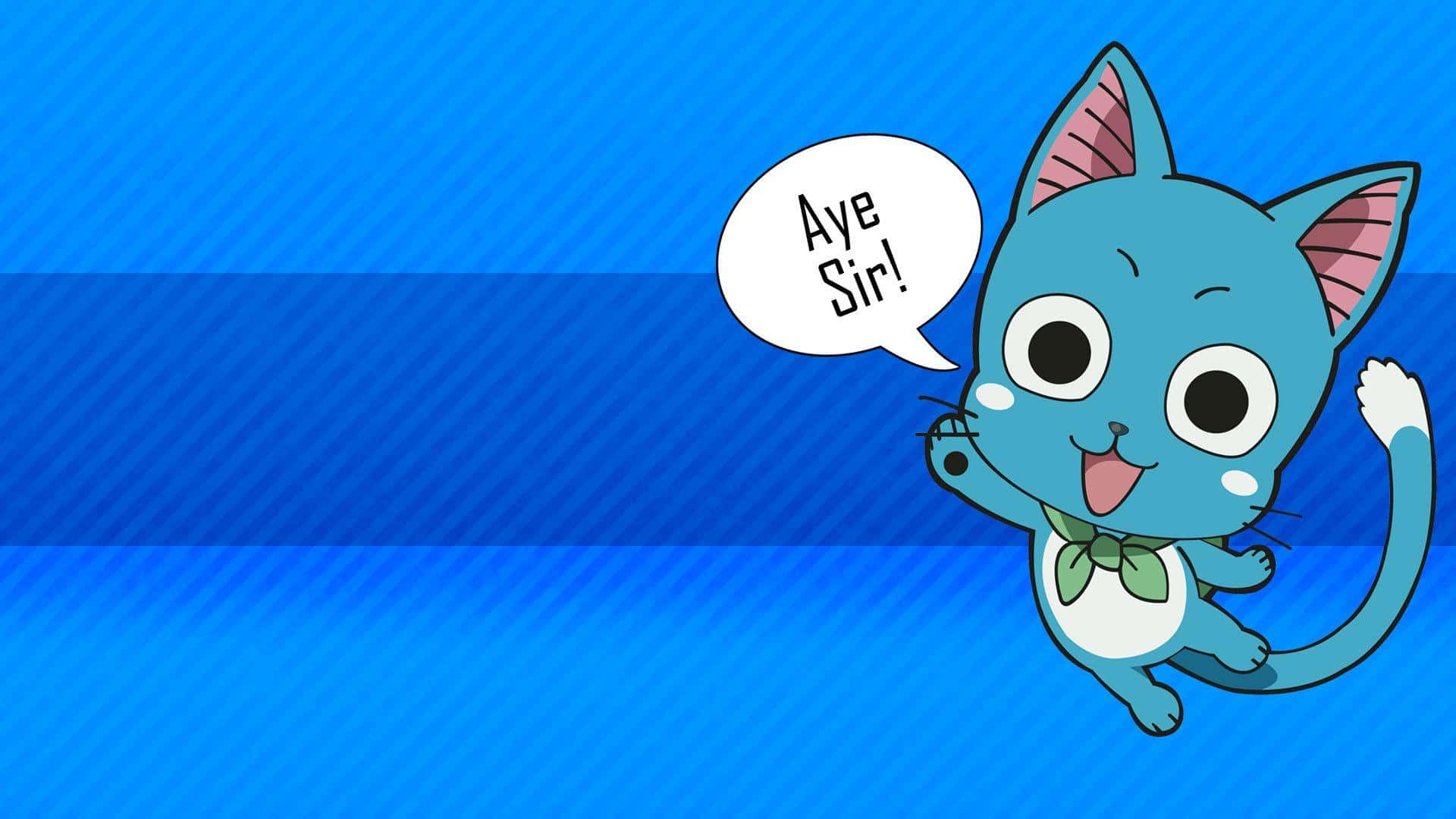 Happy, the magic blue cat from Fairy Tail, soaring through the sky Wallpaper