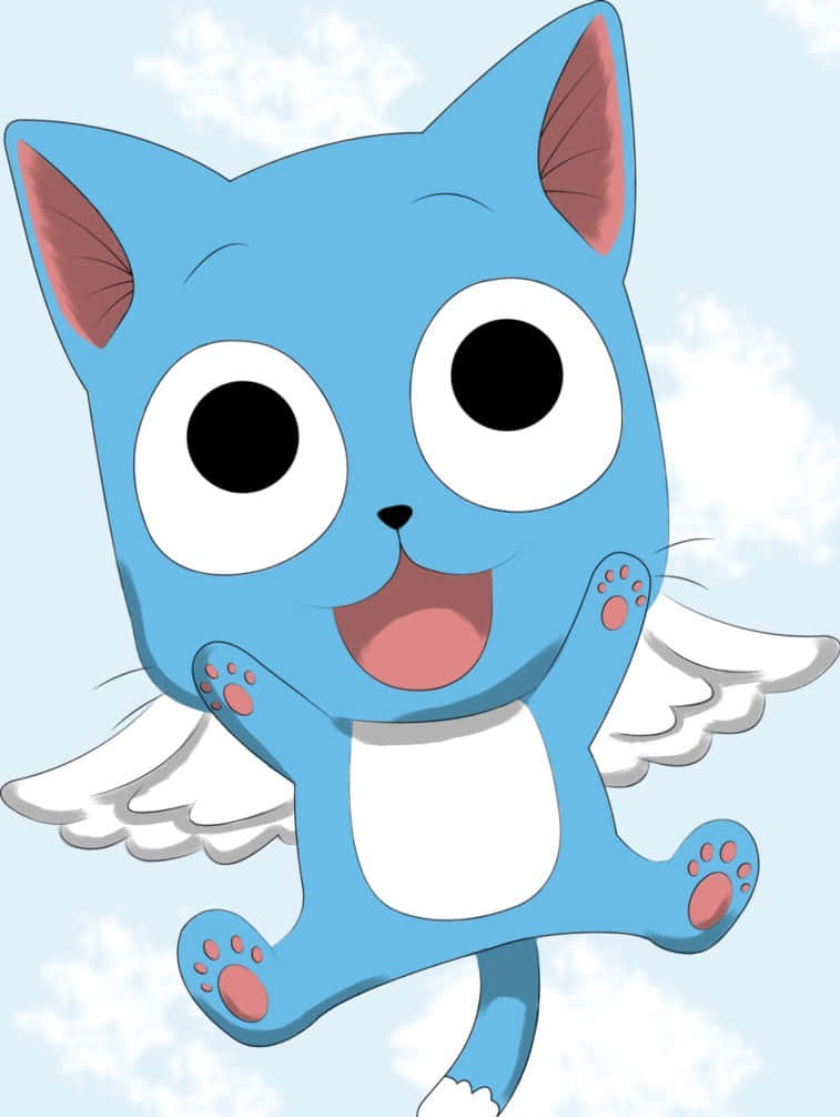 Happy, the charismatic blue cat from Fairy Tail series Wallpaper