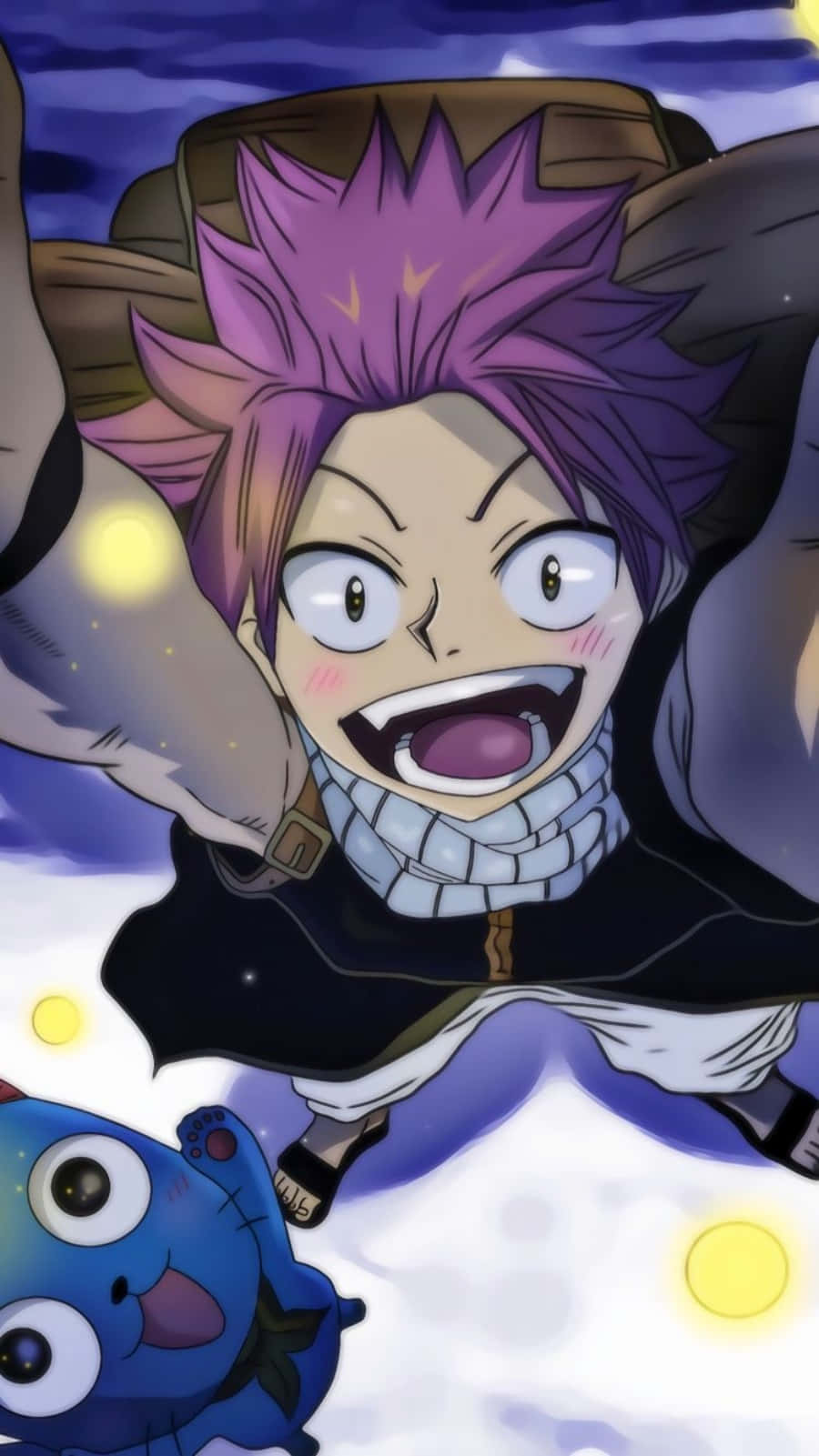 Fairy Tail Iphone Natsu Dragneel With Happy Cat Wallpaper