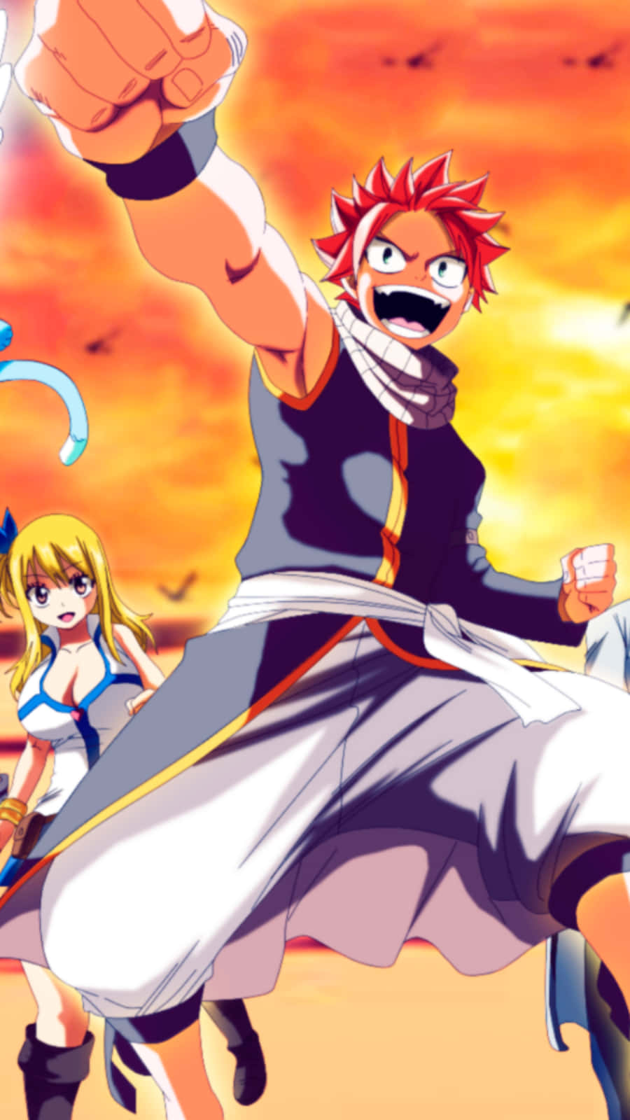 Fairy Tail Iphone Natsu Dragneel With Lucy Heartfilia Wallpaper
