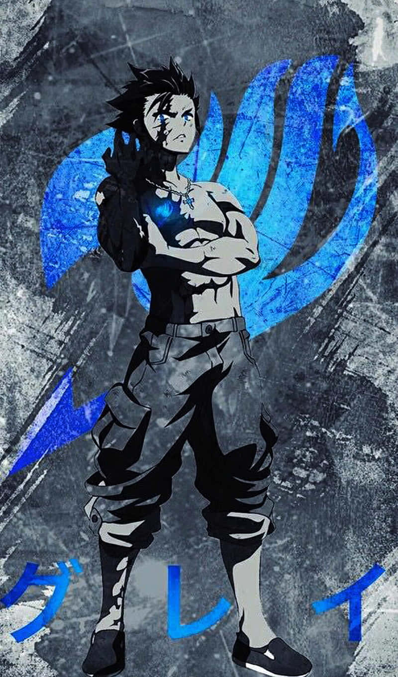 A Blue And White Image Of A Character With Blue Hair