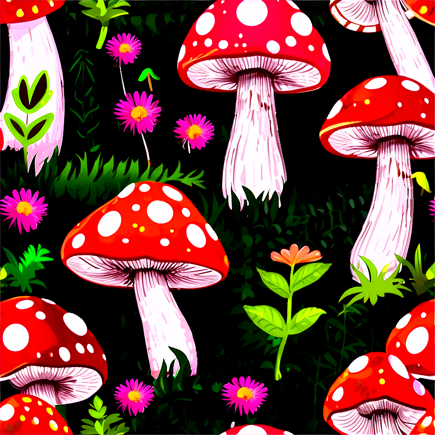 Fairy Tale Mushrooms Png 05242024 PNG