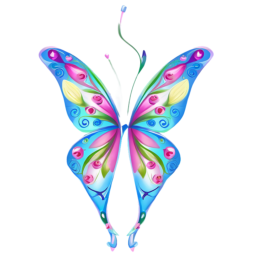 Fairy Wings With Floral Accents Png 05252024 PNG