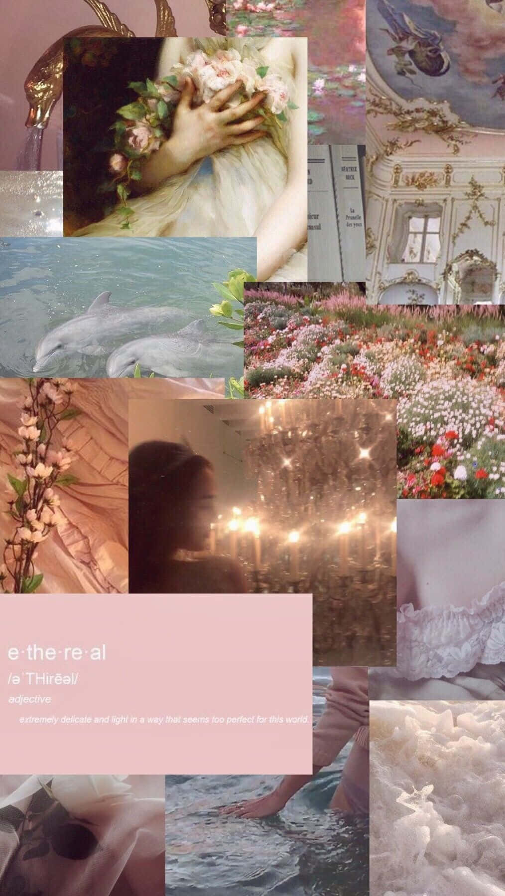 Rosaestetisk Collage Fairycore Bakgrund.