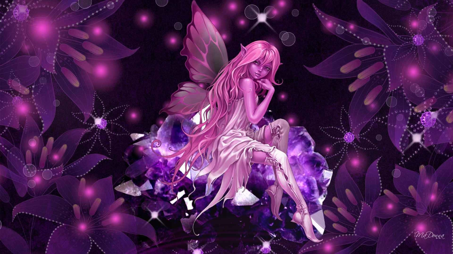 Purple And Pink Flowers Fairycore Background