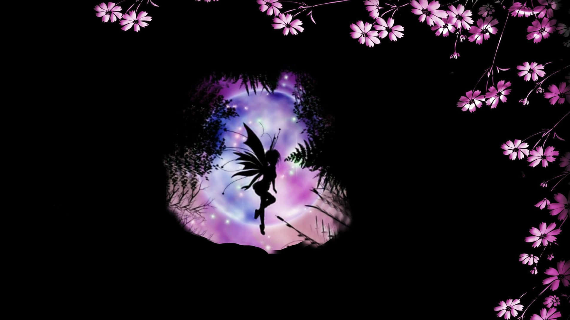 Shadow Fairycore Flowers Background