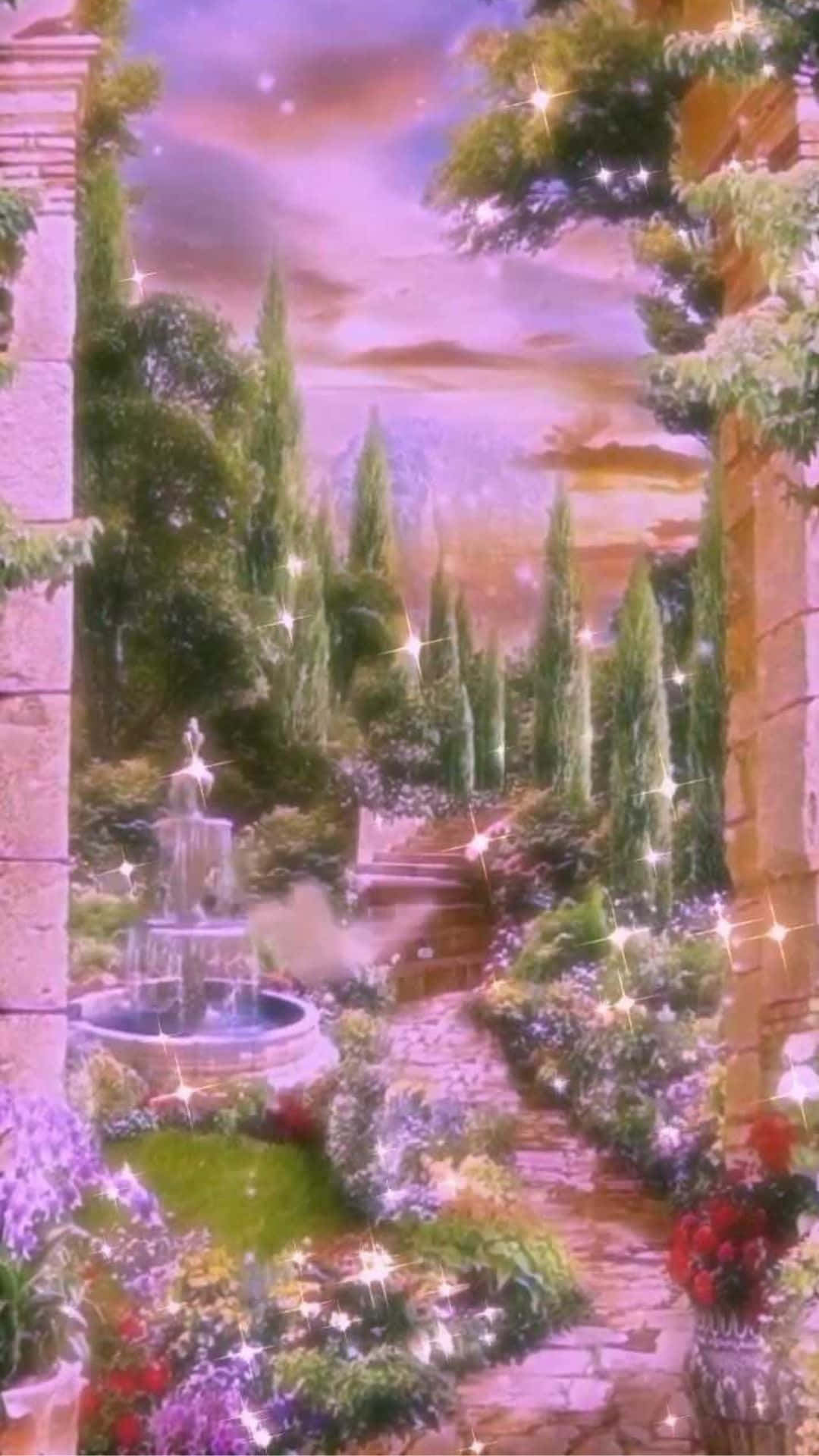 Fountain Sparkles Fairycore Background