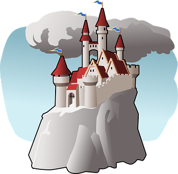 Fairytale Castle Cliff Graphic PNG