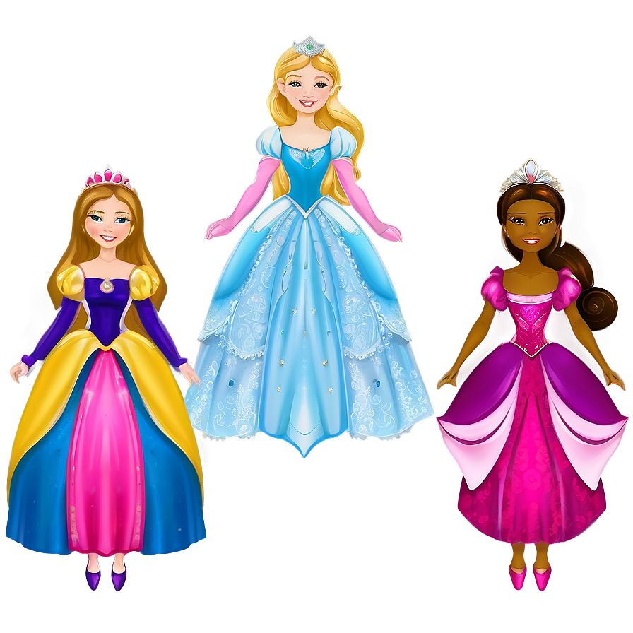 Fairytale Princesses Illustration Png 06242024 PNG