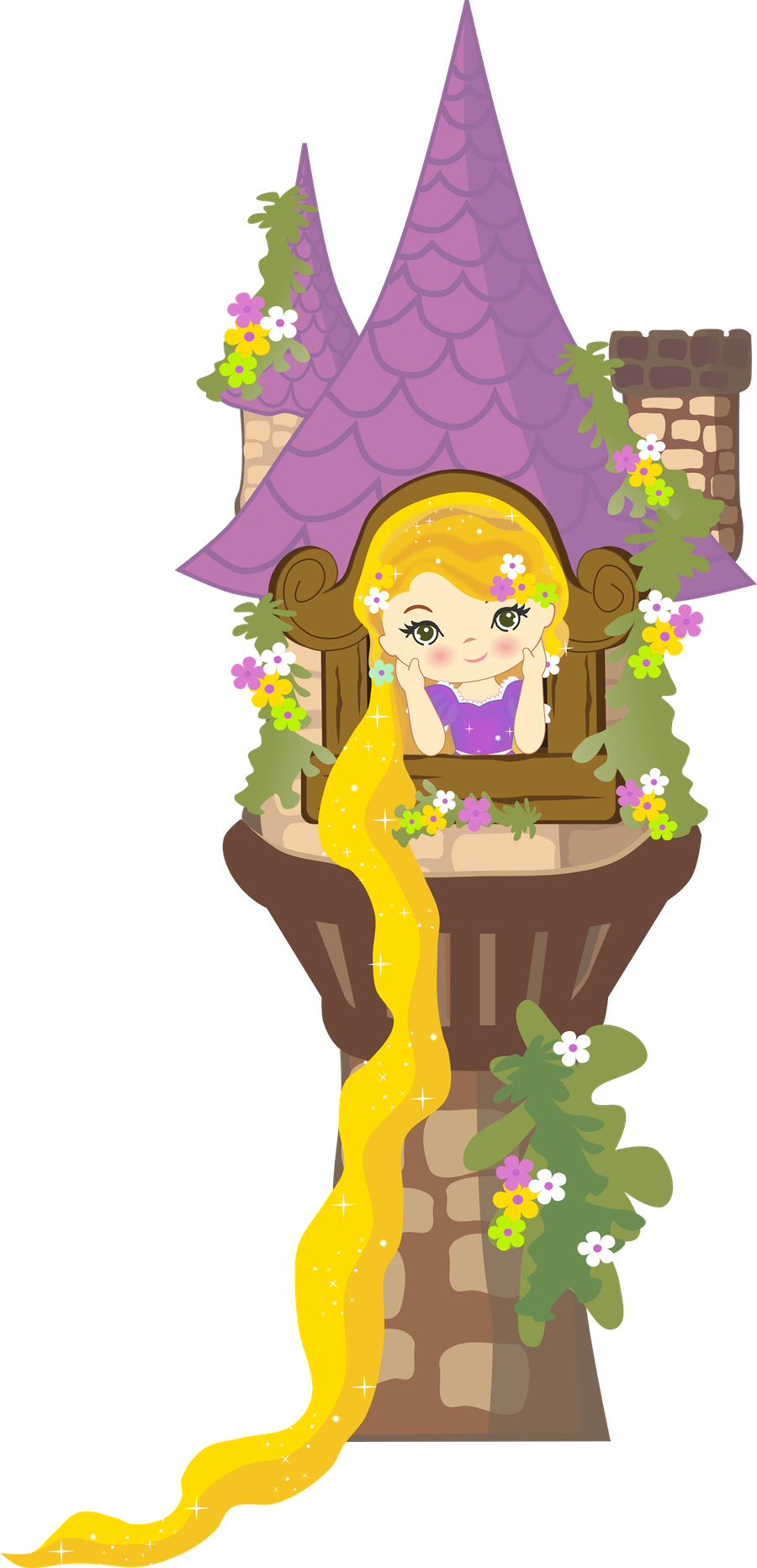 Fairytale Tower Princess Illustration PNG