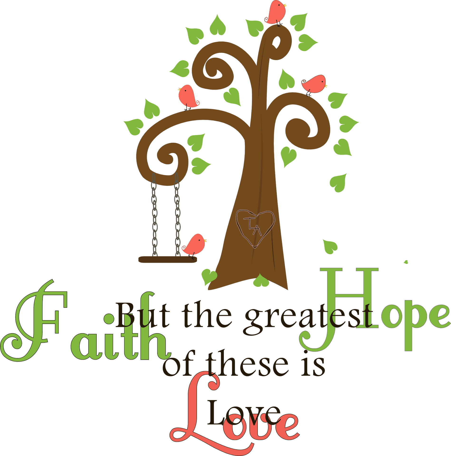 Faith Hope Love Tree Artwork PNG