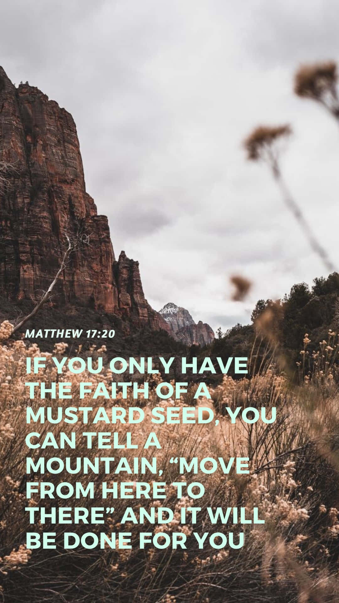 Faith Mustard Seed Mountain Verse Matthew1720 Wallpaper