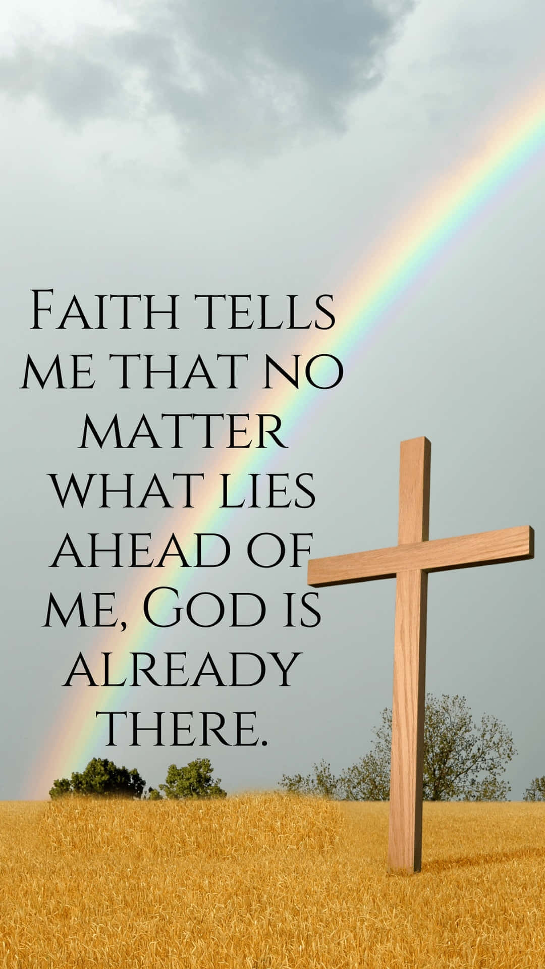 Faithand God Ahead Rainbow Cross Wallpaper