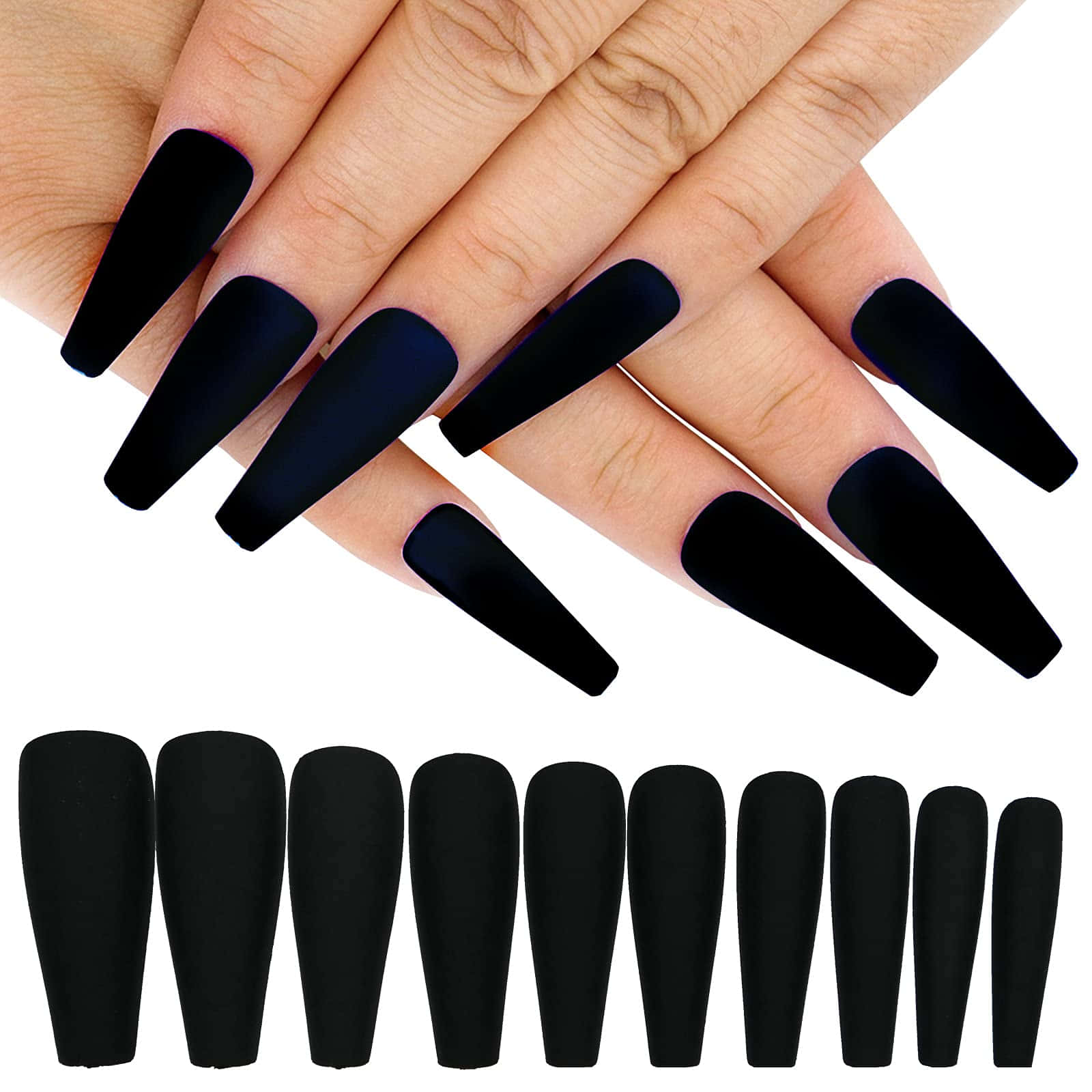 Black Acrylic Nails With Black Tips