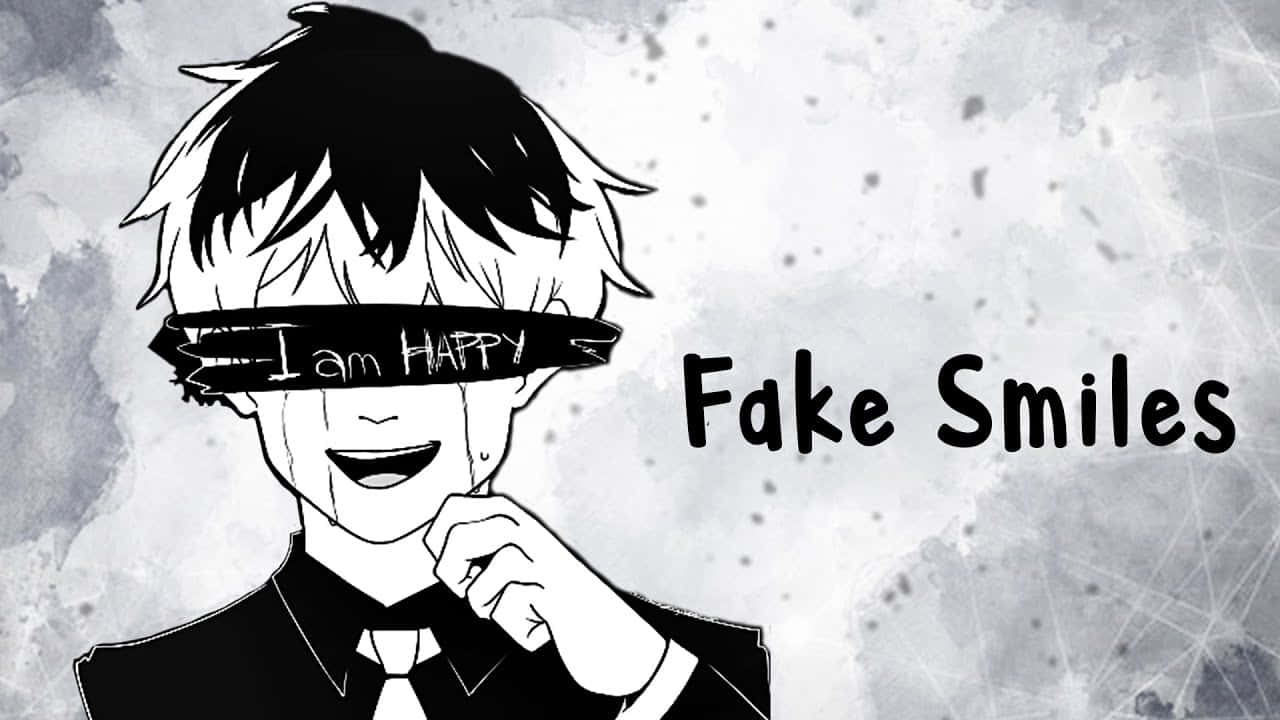 A Man With A Mask On His Face With The Words Fake Smiles