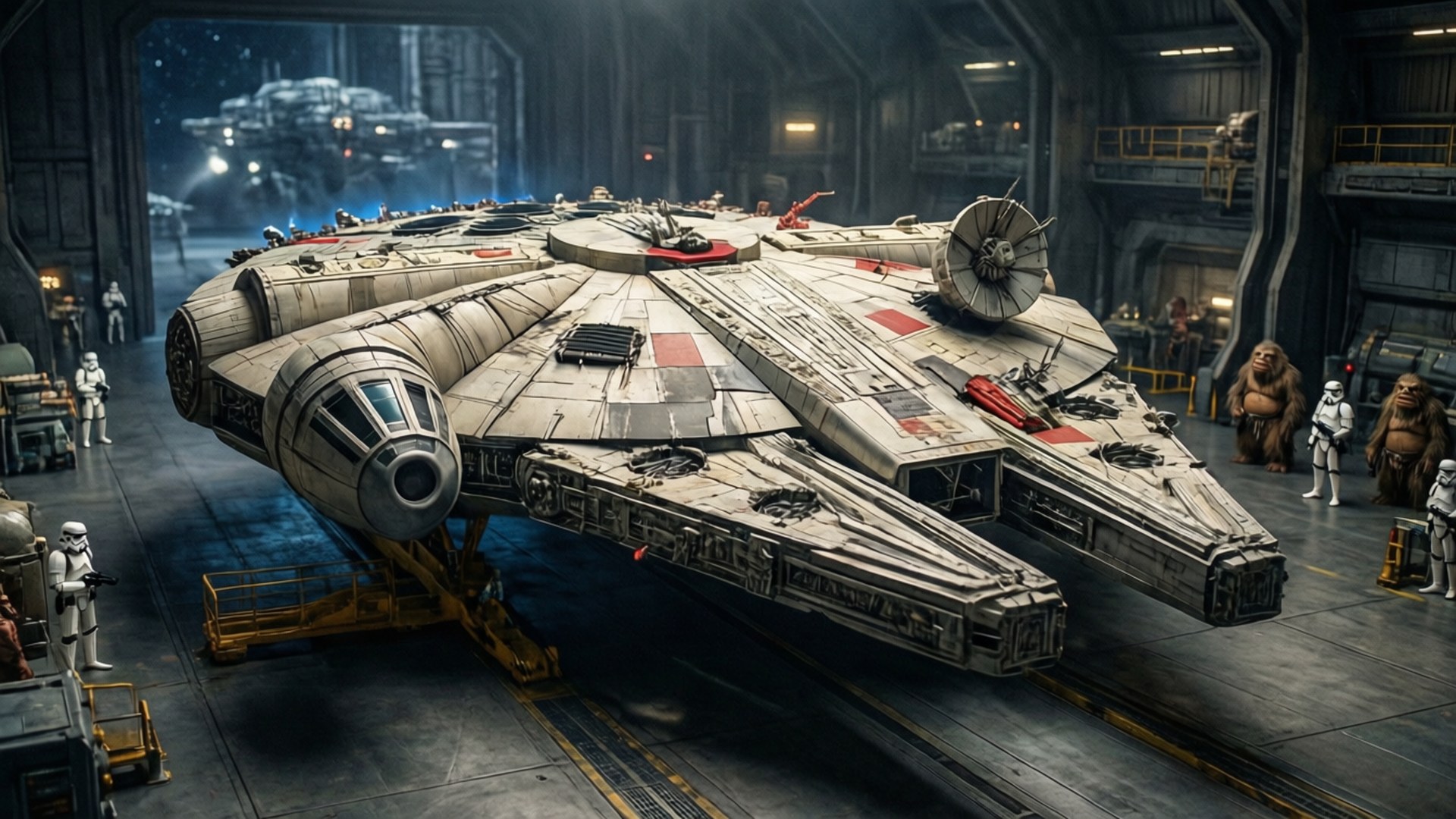 Millennium Falcon ankommer til Cloud Citys hangar