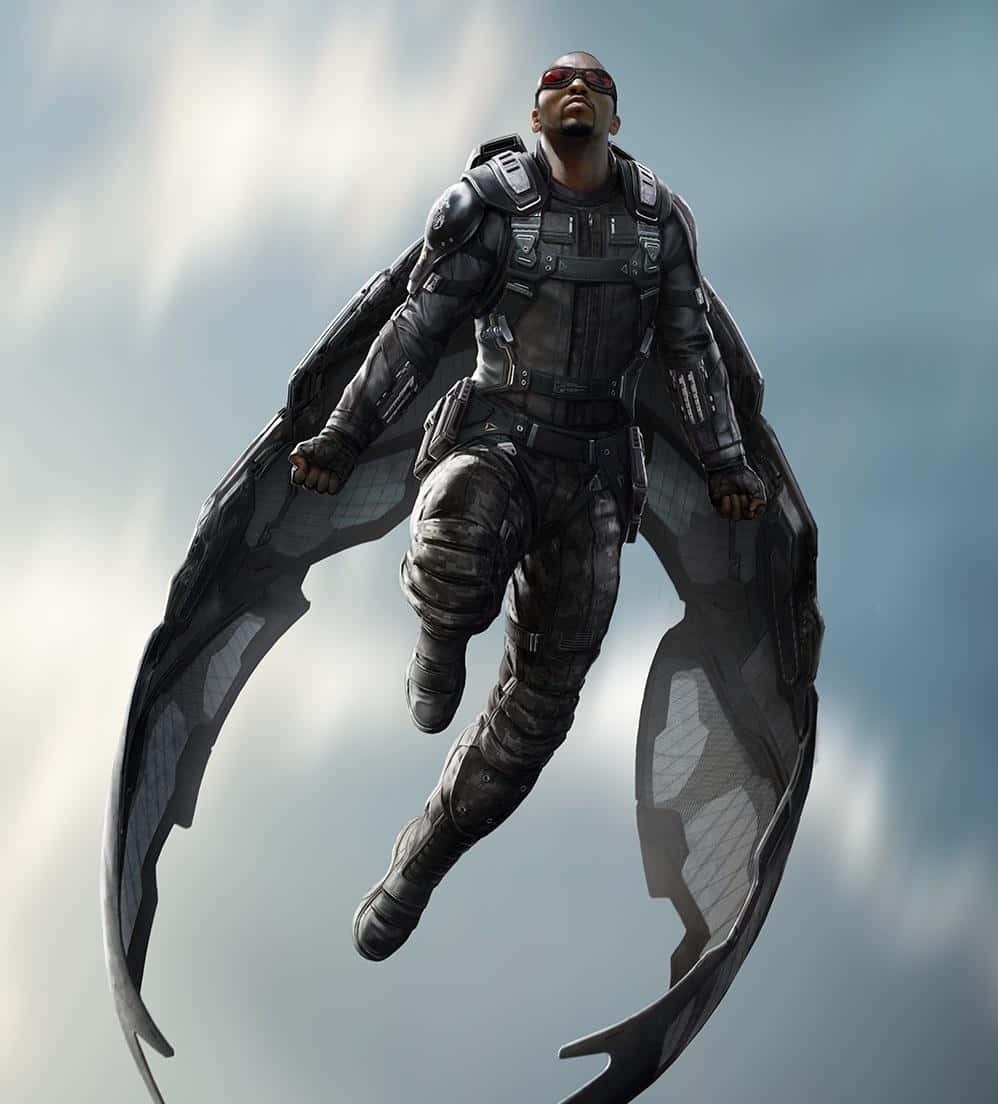 Flygandesuperhjälte Falcon Från Marvel Och Himlen. Wallpaper