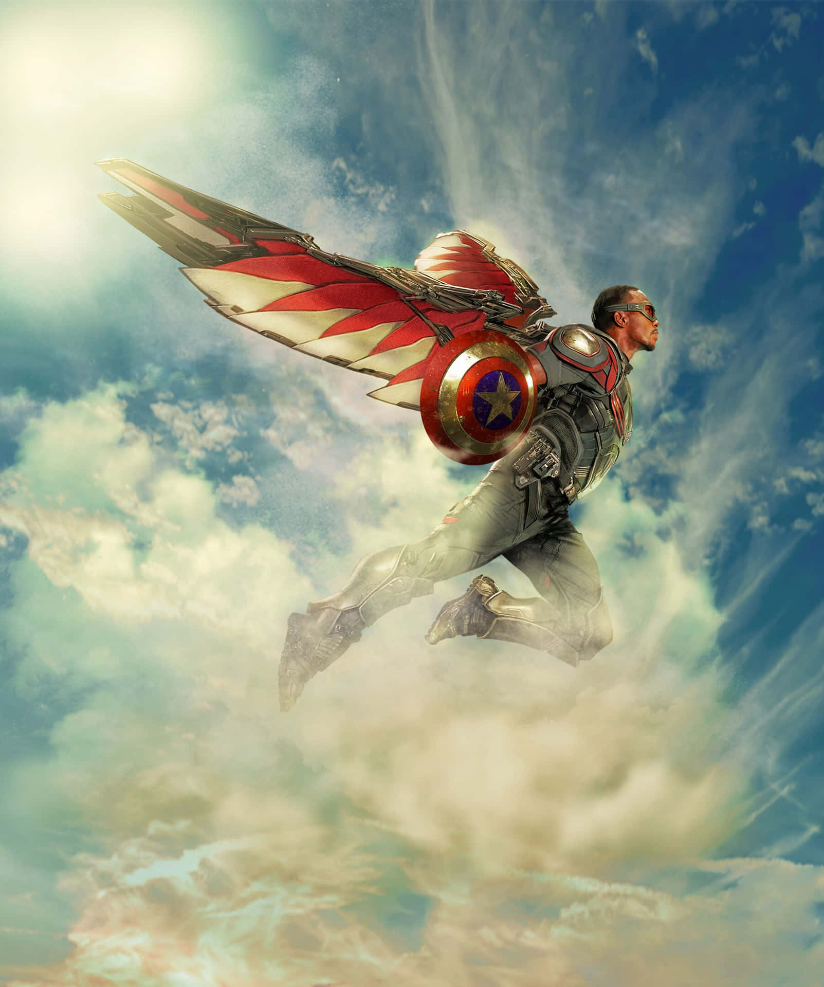 Flying Falcon Marvel Vibranium Shield Wallpaper