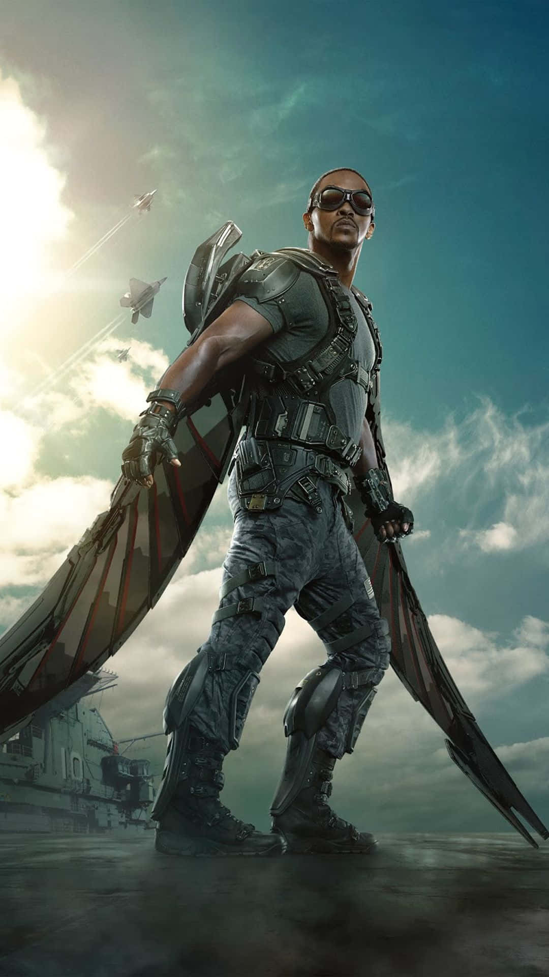 Falcon Marvel Superhero On Battlefield Wallpaper