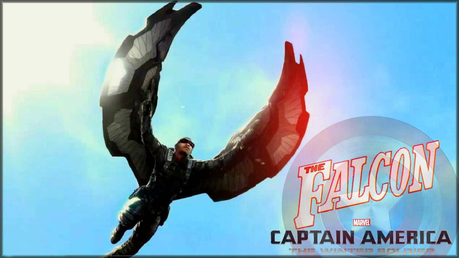 "Take Flight! Sam Wilson as Marvel's Falcon Soaring Across the Sky" Wallpaper