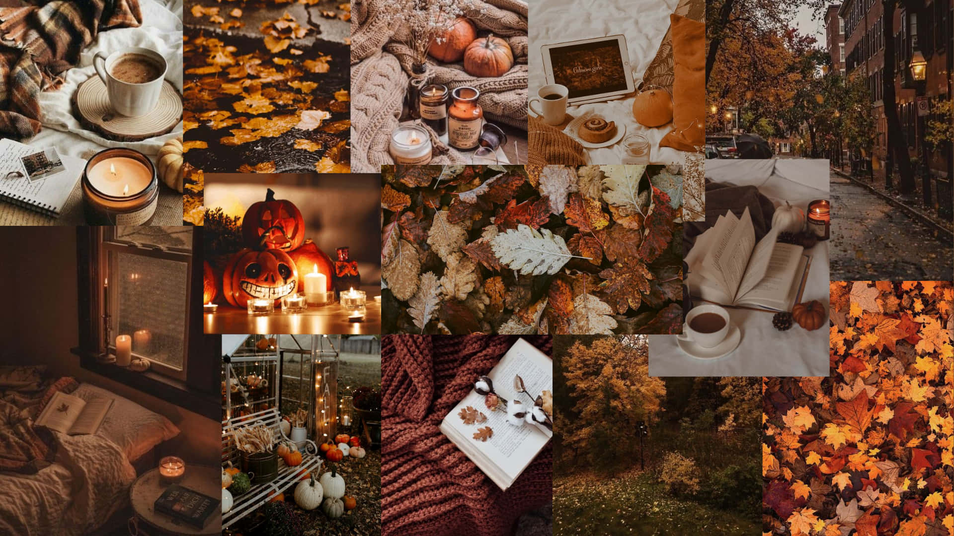 Herbstcollage - Eine Collage Aus Herbstblättern Wallpaper