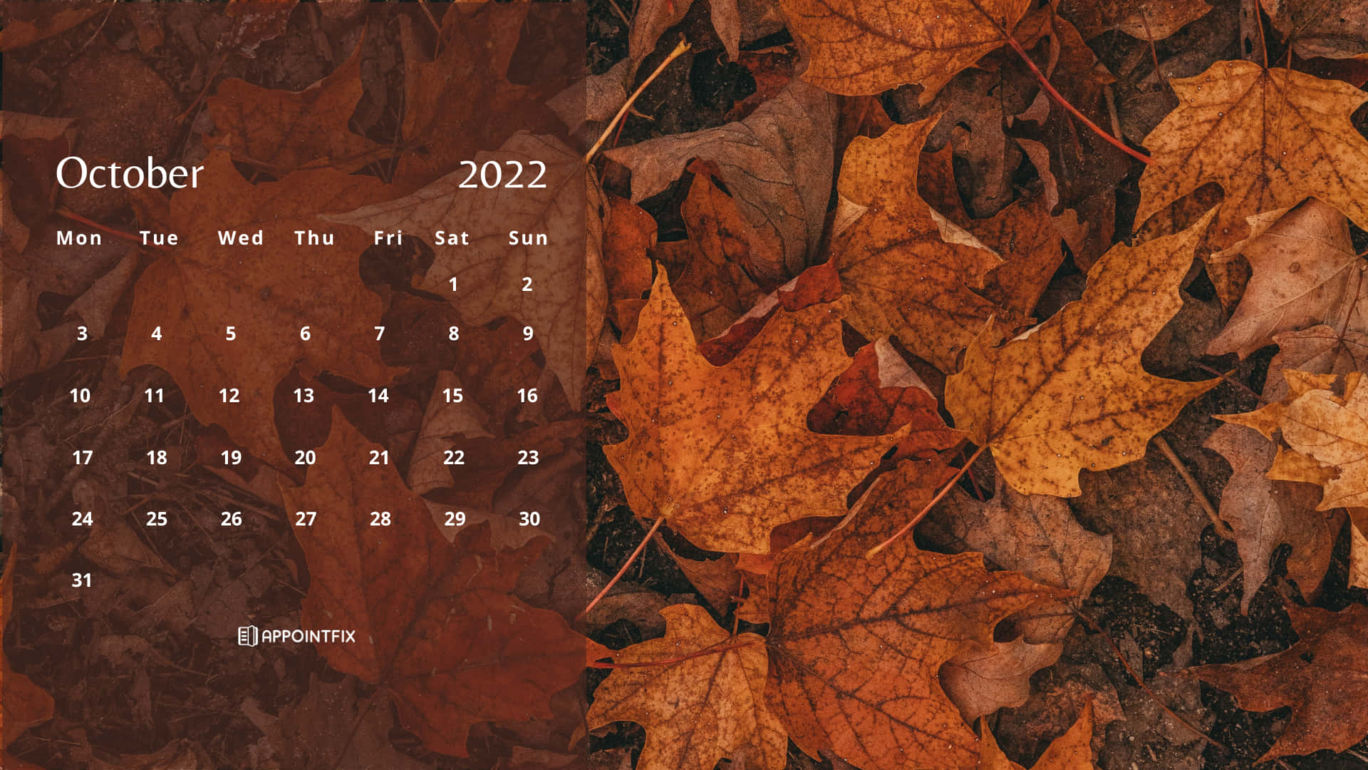 A Calendar With Autumn Leaves On It Wallpaper