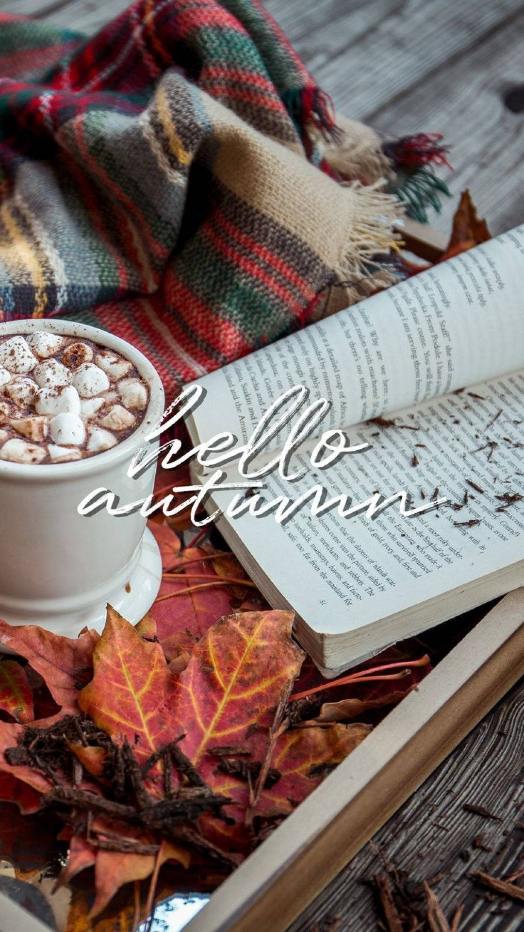 Fall Aesthetic iPhone Hello Autumn Book Wallpaper