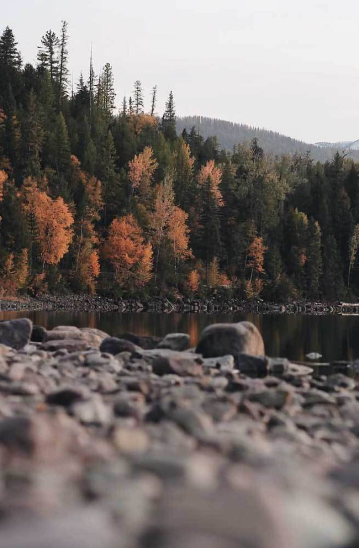 Herbstästhetischesiphone, Felsiger Teich, Bäume Wallpaper