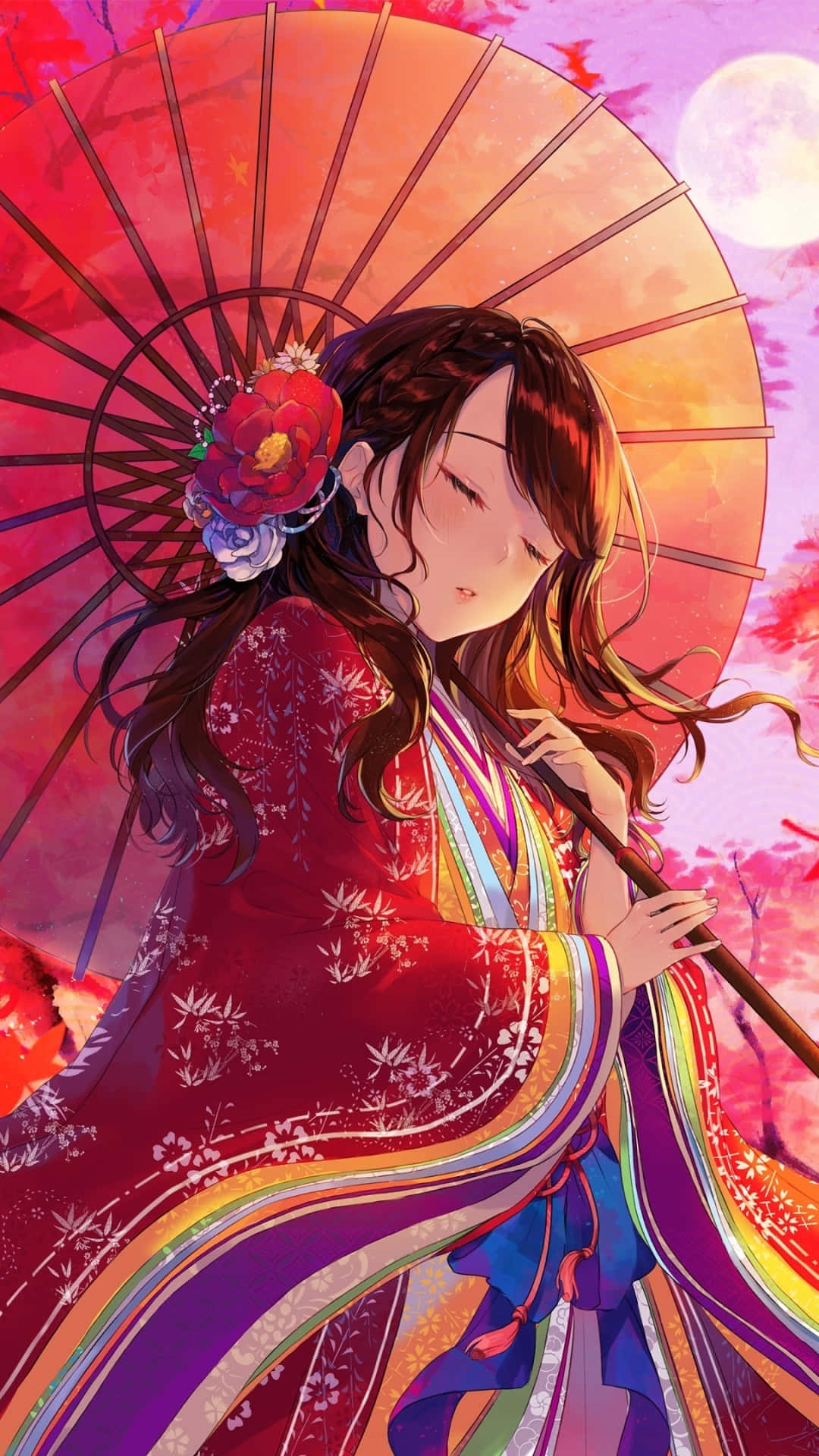 Download wallpaper 1366x768 kimono, anime girl, japanese, traditional  dress, tablet, laptop, 1366x768 hd background, 4449