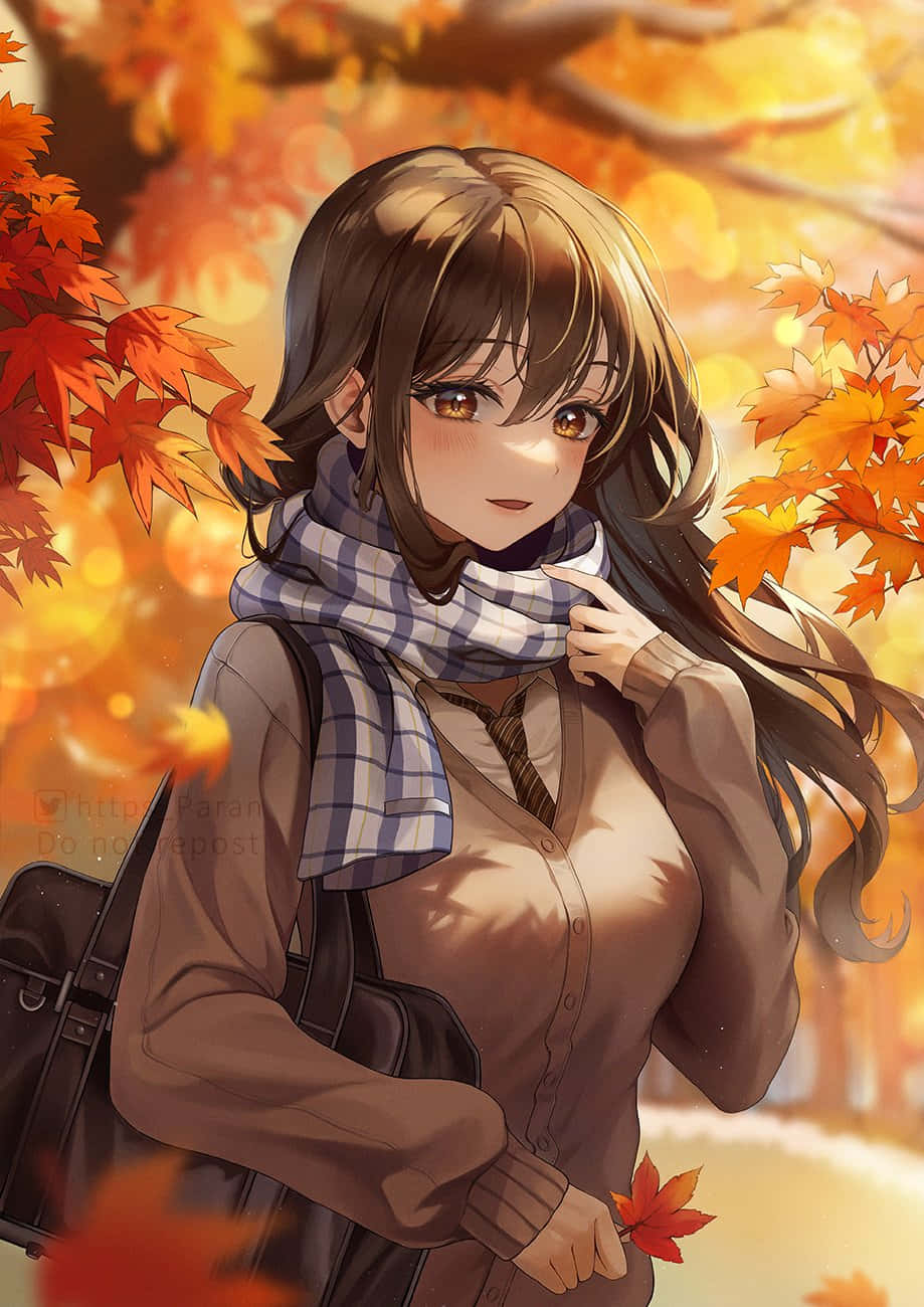 Download Fall Anime Girl With Sunlight Wallpaper 