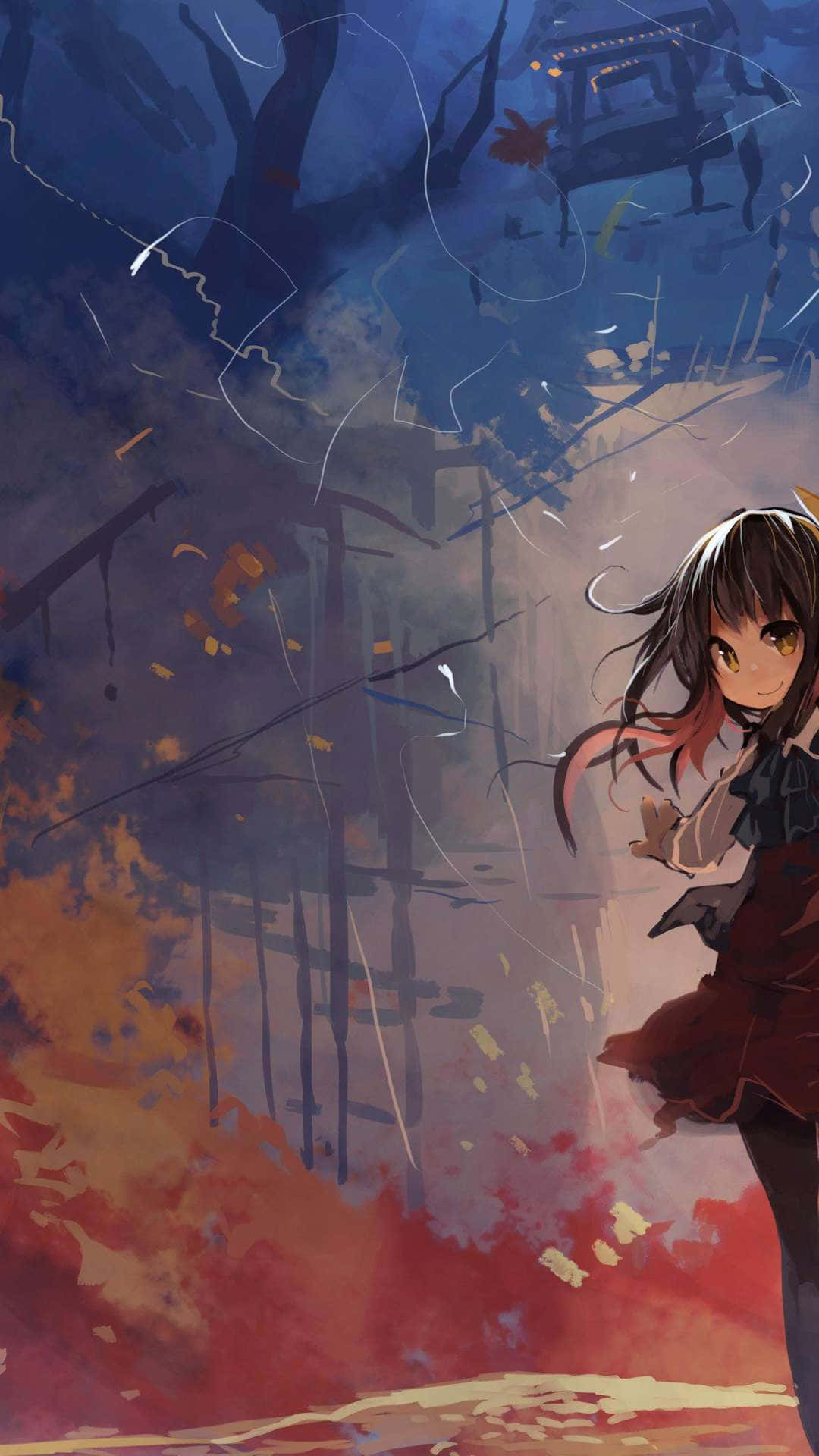 Fall Anime Young Girl Portrait Wallpaper